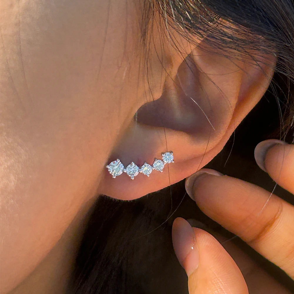 D Color Moissanite Stud Earrings – 925 Sterling Silver, GRA Certified