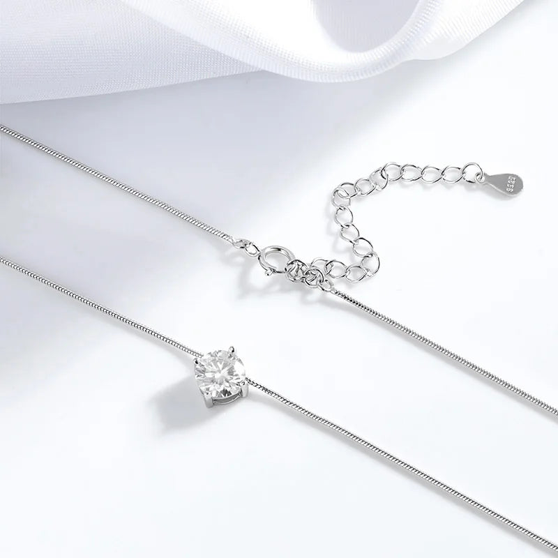 D VVS1 Moissanite Pendant Necklace – 925 Sterling Silver