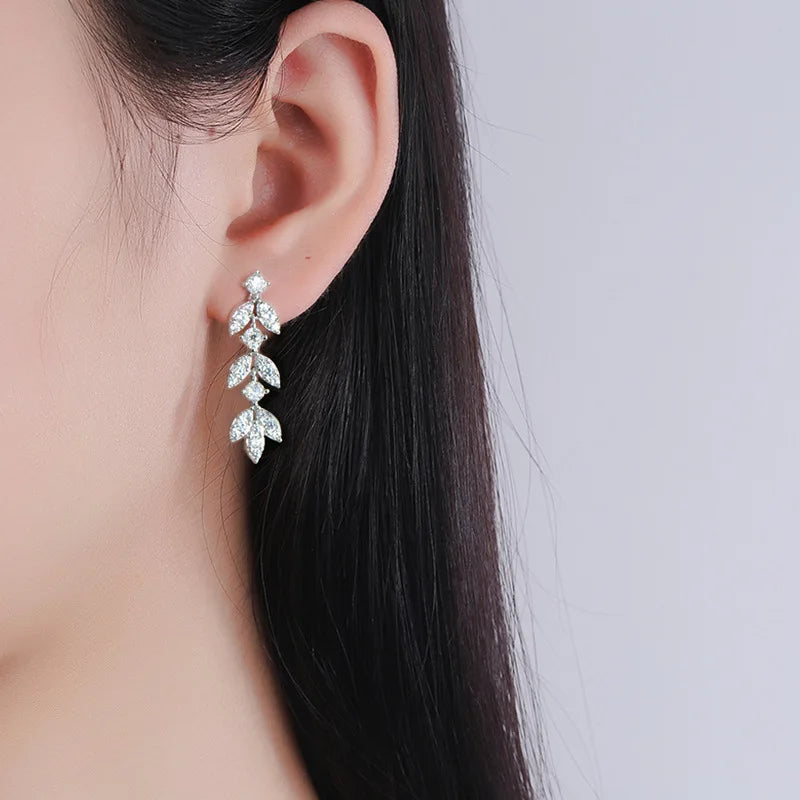 S925 D-Color Moissanite Dangle Earrings – Elegant Fringe Design
