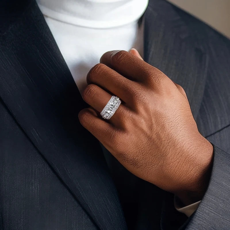 8.46CTTW Moissanite Iced-Out Ring – 925 Sterling Silver