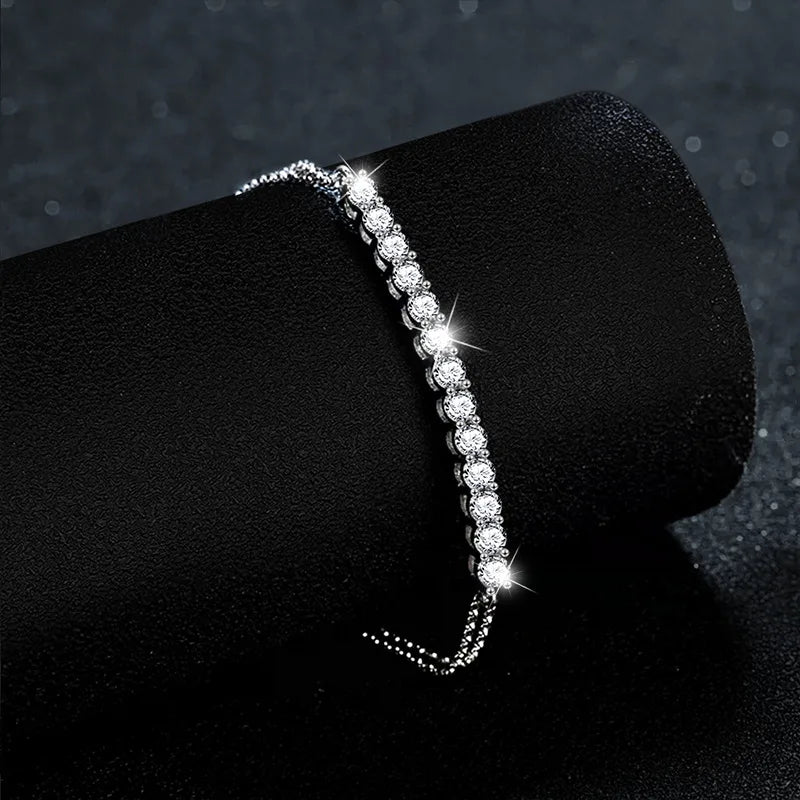 925 Sterling Silver Tennis Bracelet – Elegant Crystal Sparkle