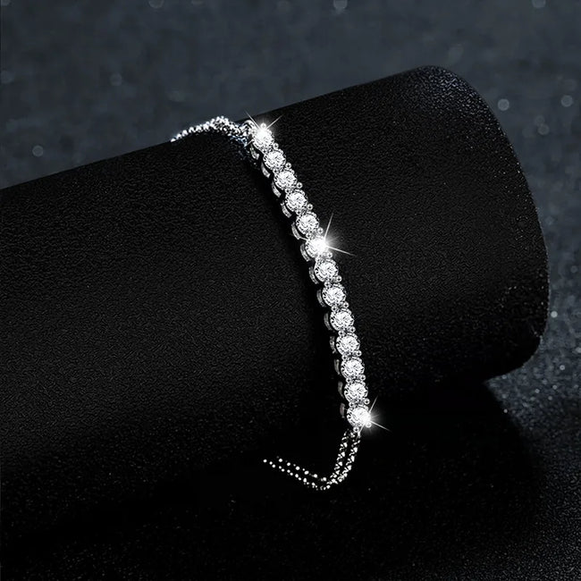 925 Sterling Silver Tennis Bracelet – Elegant Crystal Sparkle Main Image