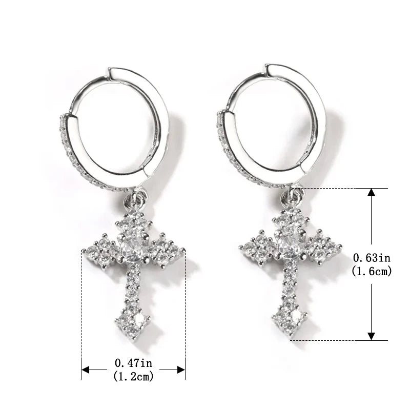 925 Sterling Silver Cross Earrings