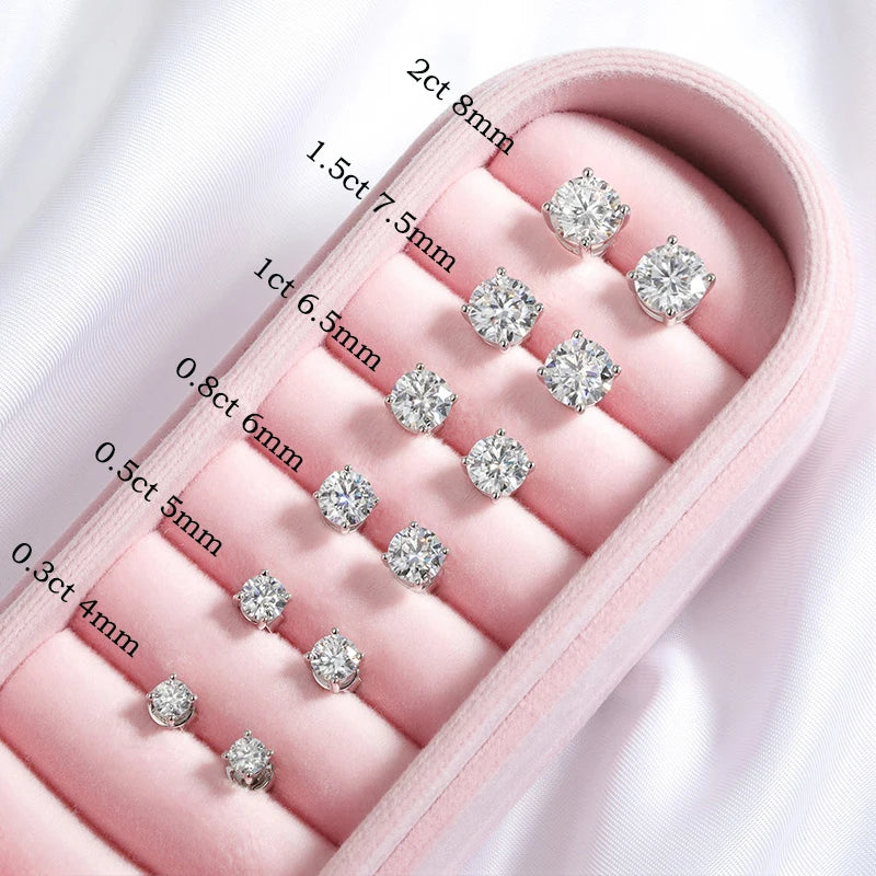 1.0CT Moissanite Stud Earrings – 925 Sterling Silver, D Color