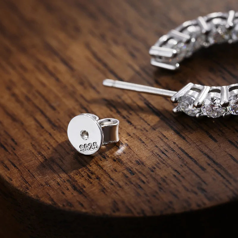 D VVS1 Moissanite Hoop Earrings – 925 Sterling Silver, GRA Certified