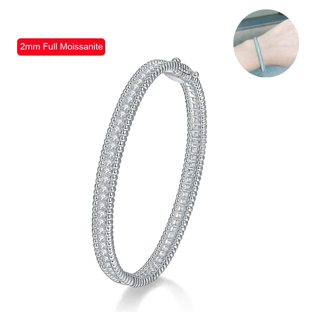 2MM D Moissanite Hoop Bangle – S925 Sterling Silver