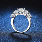 3.6CT Moissanite 3-Stone Ring – 925 Sterling Silver Bridal Jewelry
