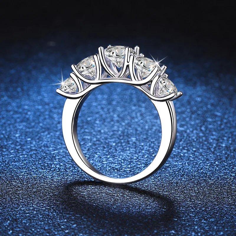 3.6CT Moissanite 3-Stone Ring – 925 Sterling Silver Bridal Jewelry