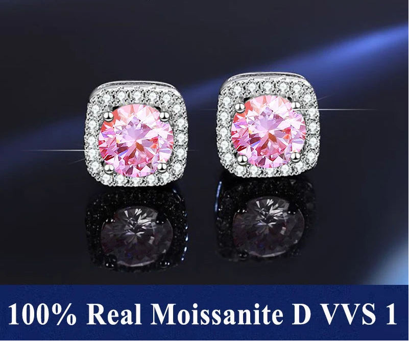 S925 Sterling Silver Moissanite Stud Earrings – Unisex Fine Jewelry