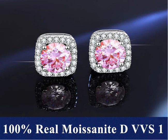 S925 Sterling Silver Moissanite Stud Earrings – Unisex Fine Jewelry Hover Image