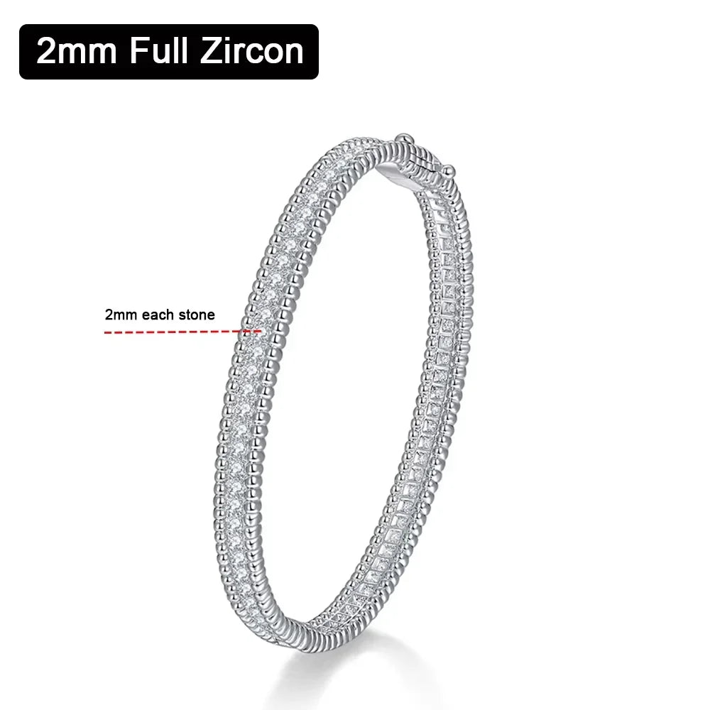 2MM D Moissanite Hoop Bangle – S925 Sterling Silver