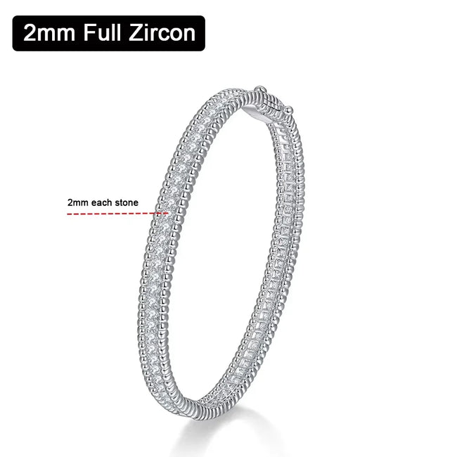 2MM D Moissanite Hoop Bangle – S925 Sterling Silver Hover Image
