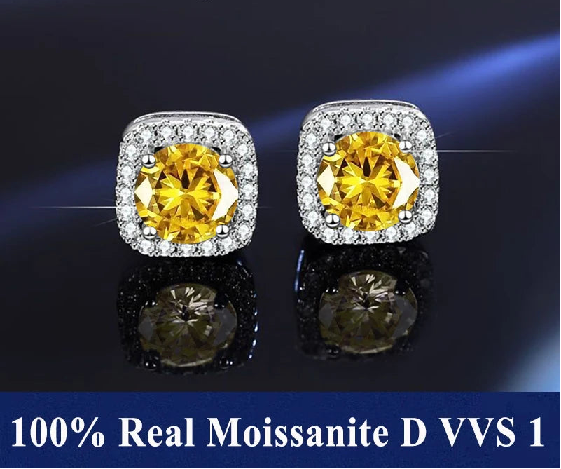 S925 Sterling Silver Moissanite Stud Earrings – Unisex Fine Jewelry