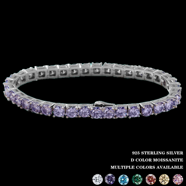 D VVS1 Moissanite Tennis Bracelet – 925 Sterling Silver, 4MM Hover Image
