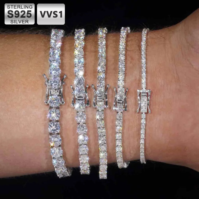 Moissanite Tennis Bracelet – S925 Sterling Silver, GRA Certified Hover Image