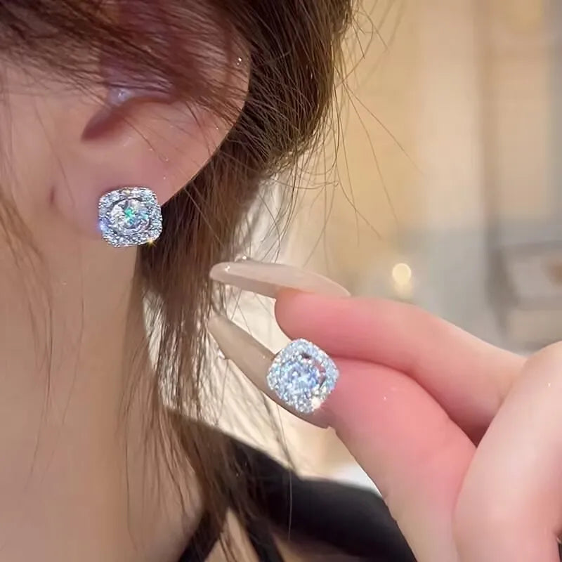 S925 Sterling Silver Moissanite Stud Earrings – Unisex Fine Jewelry