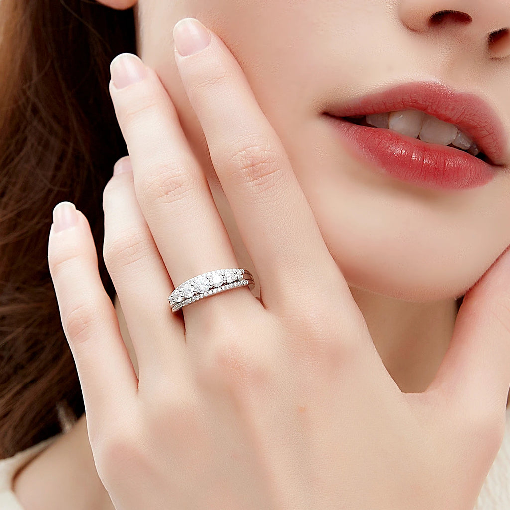 Moissanite Eternity Wedding Ring – 925 Sterling Silver