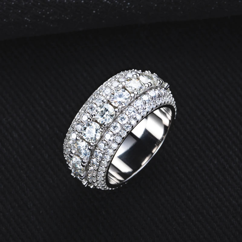 8.46CTTW Moissanite Iced-Out Ring – 925 Sterling Silver