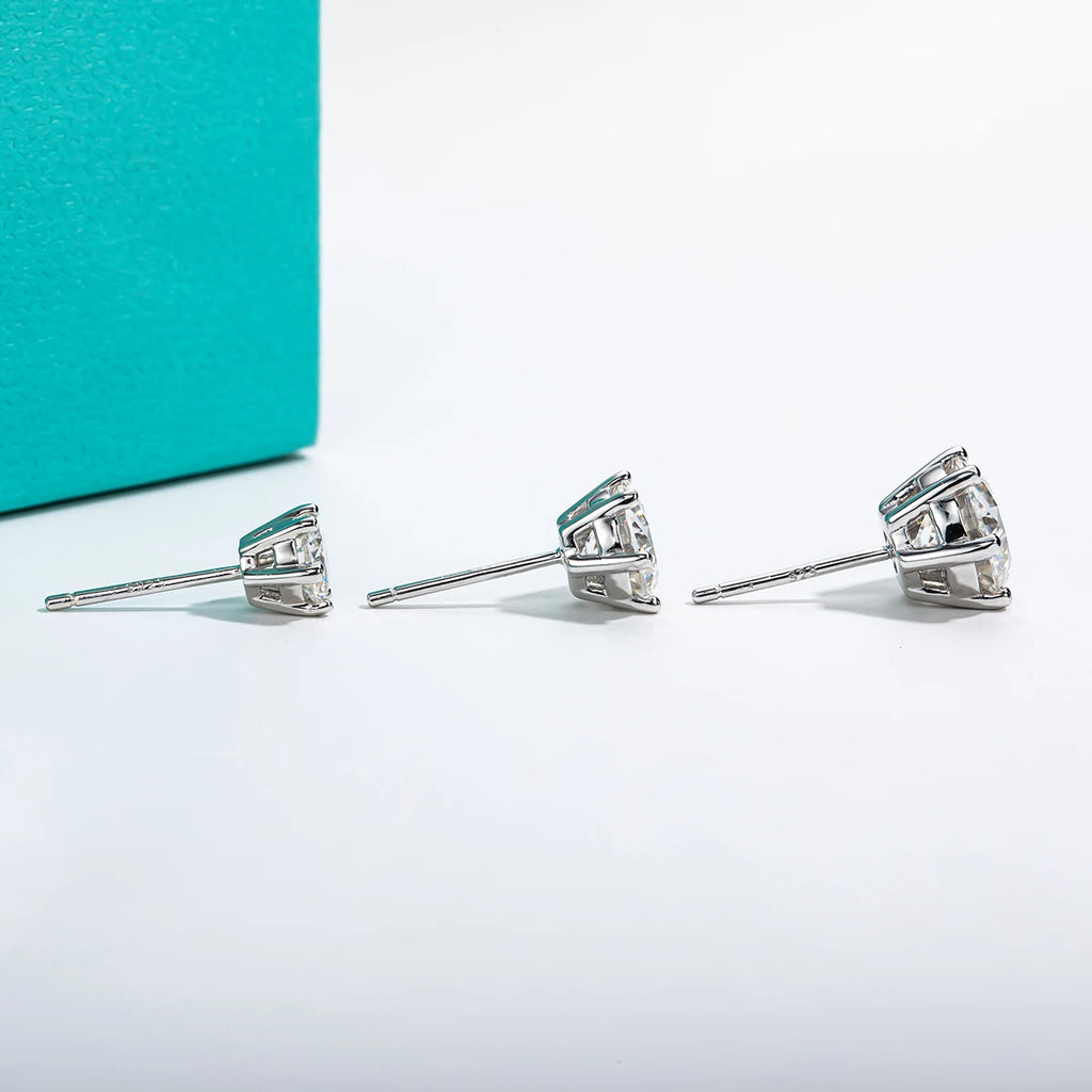 2CT D VVS1 Moissanite Stud Earrings – 925 Sterling Silver