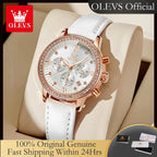 OLEVS 9933 Women's Quartz Watch – Luxury Leather Strap & Chronograph
