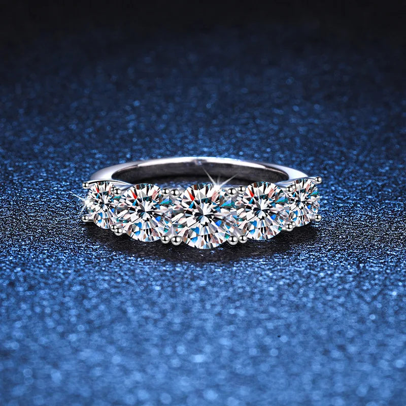 3.6CT Moissanite 3-Stone Ring – 925 Sterling Silver Bridal Jewelry