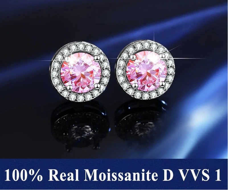 S925 Sterling Silver Moissanite Stud Earrings – Unisex Fine Jewelry