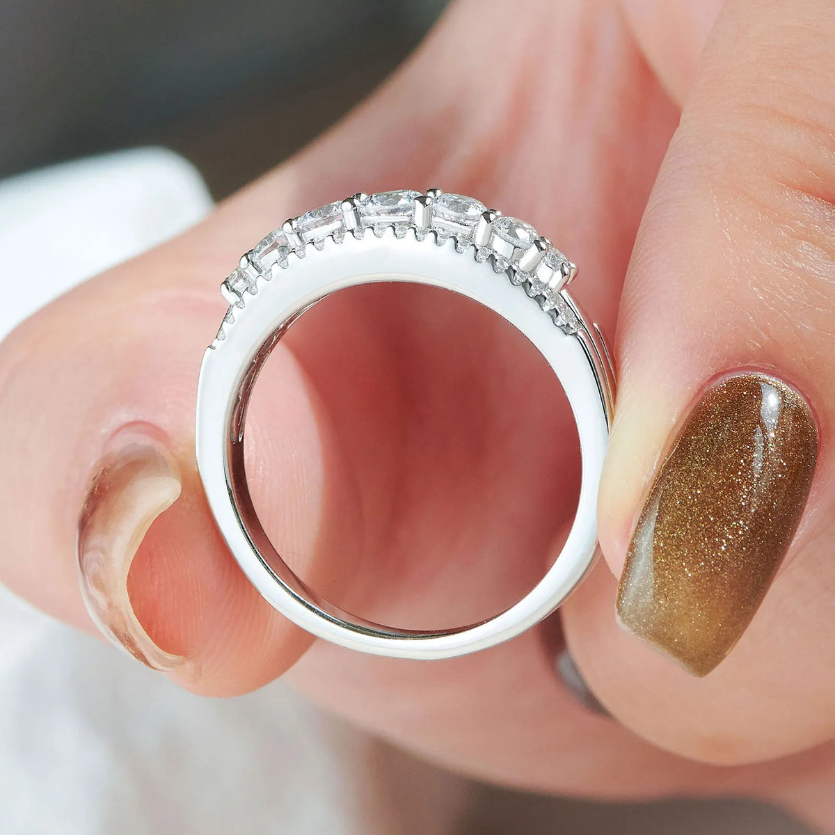 Moissanite Eternity Wedding Ring – 925 Sterling Silver