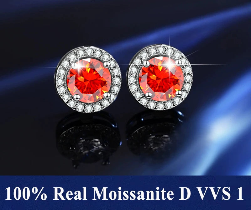 S925 Sterling Silver Moissanite Stud Earrings – Unisex Fine Jewelry