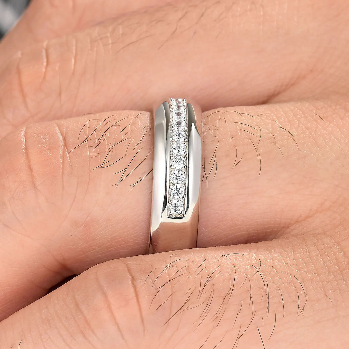 Men's 925 Sterling Silver Wedding Ring – AAAAA CZ Band