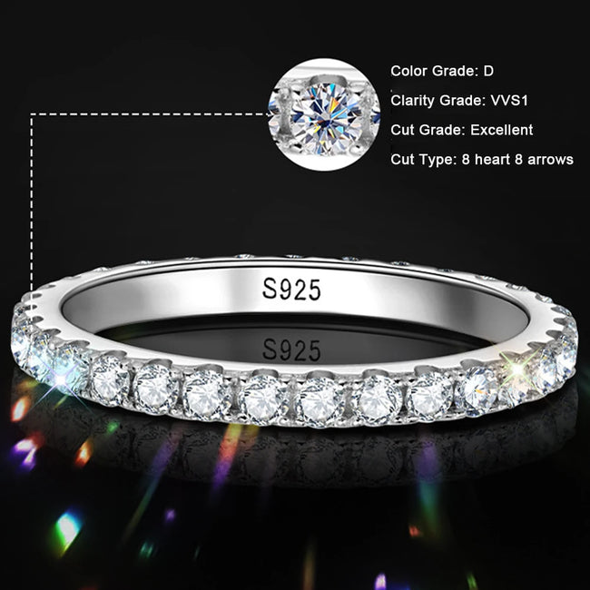 2MM Moissanite Ring – 925 Sterling Silver Elegant Jewelry Main Image