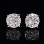 9.8mm Iced Moissanite Cluster Earrings – 925 Sterling Silver