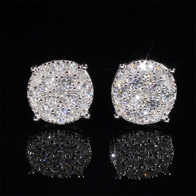 9.8mm Iced Moissanite Cluster Earrings – 925 Sterling Silver Hover Image