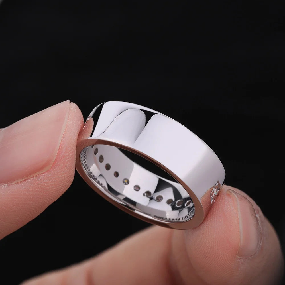 2MM Moissanite Band Ring – 925 Sterling Silver, 18K Plated