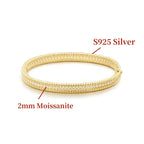 Moissanite Bangle Bracelet – S925 Silver, 18K Gold Plated