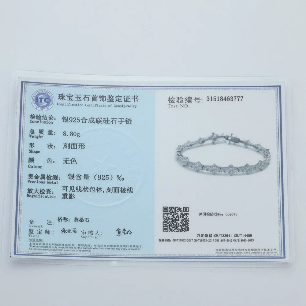 Moissanite Tennis Bracelet – S925 Sterling Silver, GRA Certified
