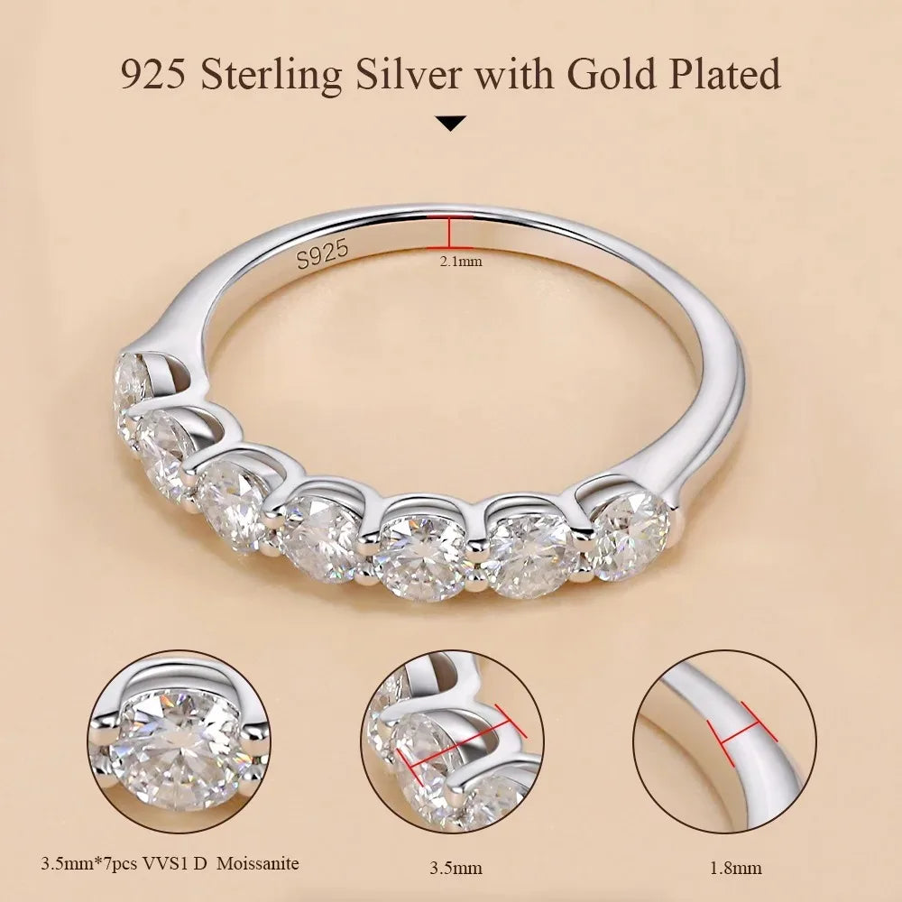 3.5MM D VVS1 Moissanite Ring – 925 Sterling Silver Eternity Band