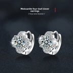 1CT D-Color Moissanite Clover Earrings – S925 Sterling Silver