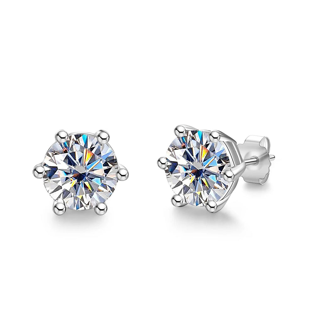 2CT D VVS1 Moissanite Stud Earrings – 925 Sterling Silver