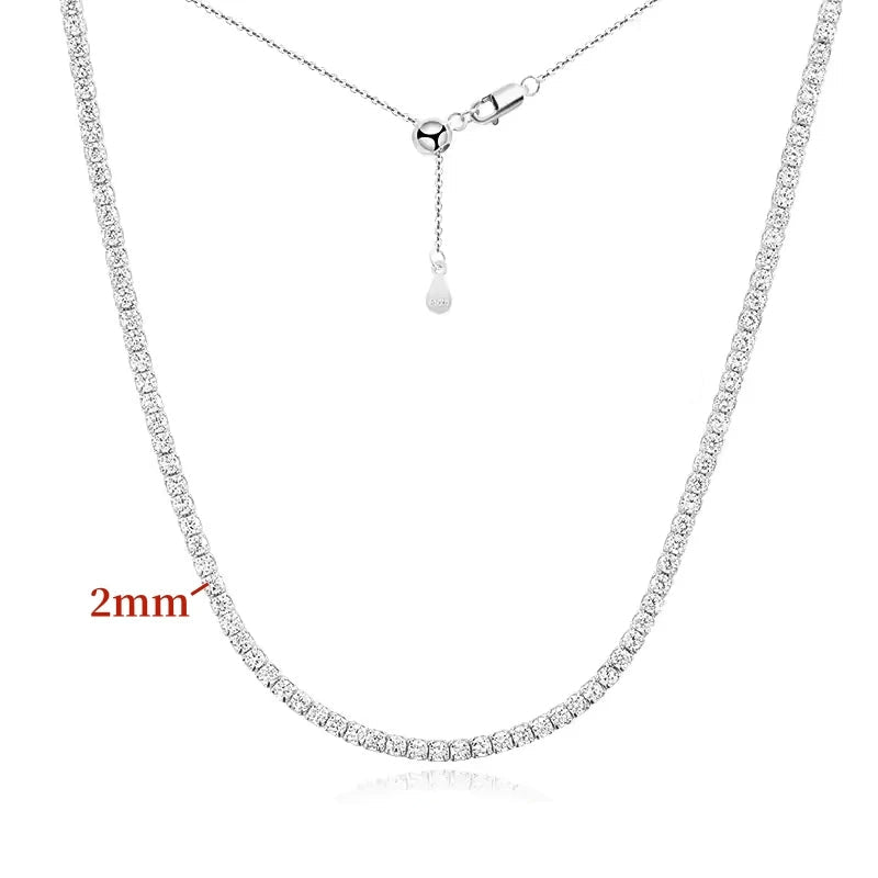 Heart Moissanite Tennis Necklace – 925 Sterling Silver