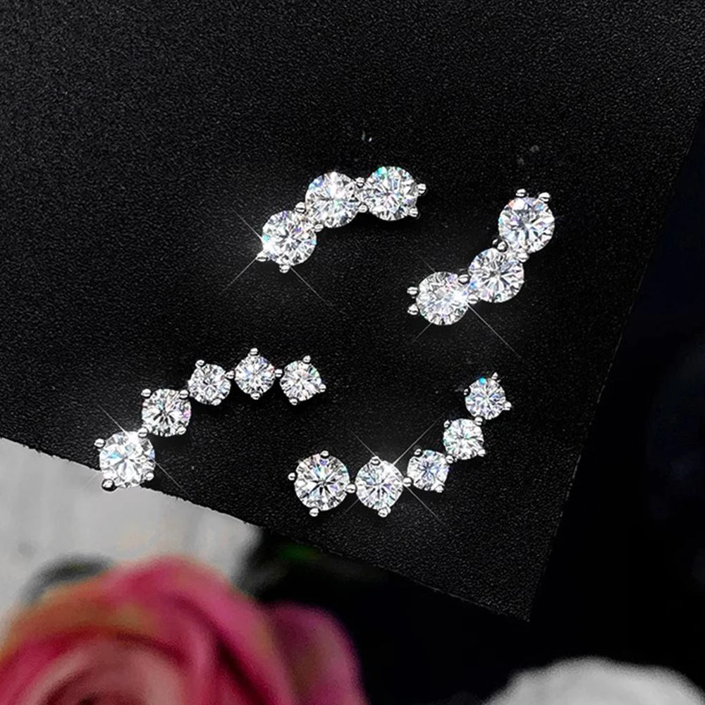 D Color Moissanite Stud Earrings – 925 Sterling Silver, GRA Certified