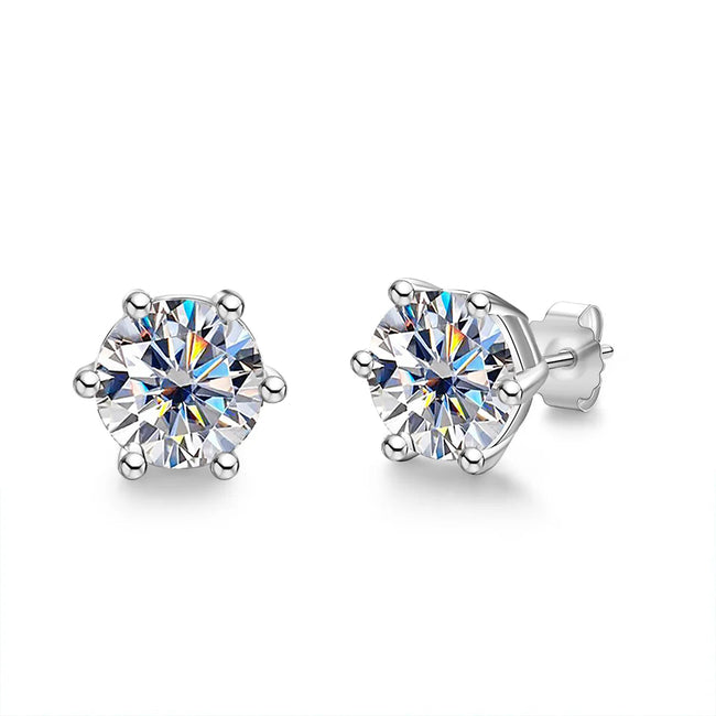 2CT D VVS1 Moissanite Stud Earrings – 925 Sterling Silver Hover Image