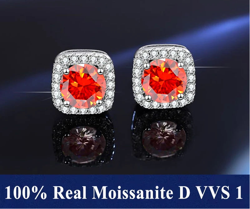 S925 Sterling Silver Moissanite Stud Earrings – Unisex Fine Jewelry