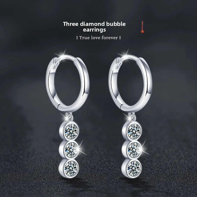 S925 D-Color Moissanite Dangle Earrings – Elegant Fringe Design