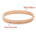 Moissanite Bangle Bracelet – S925 Silver, 18K Gold Plated