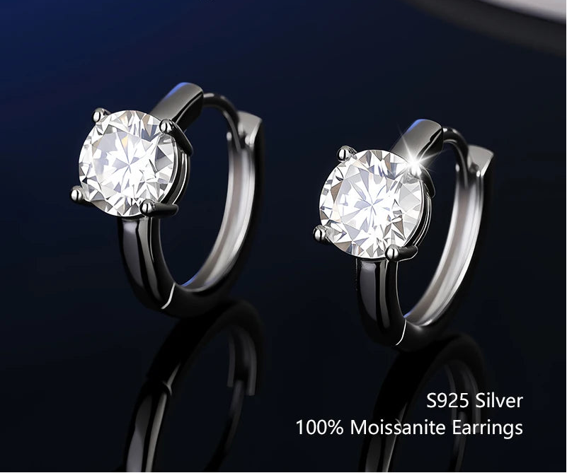 S925 Sterling Silver Moissanite Stud Earrings – Unisex Fine Jewelry