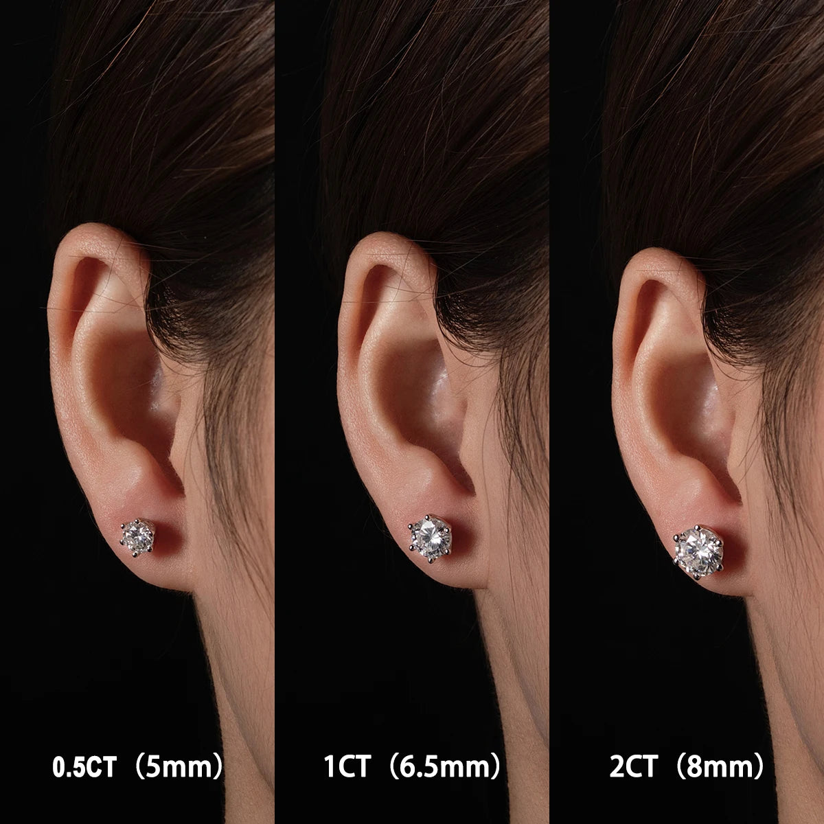 2CT D VVS1 Moissanite Stud Earrings – 925 Sterling Silver