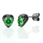 925 Sterling Silver Black Snake Earrings – Green Zircon Gothic Style