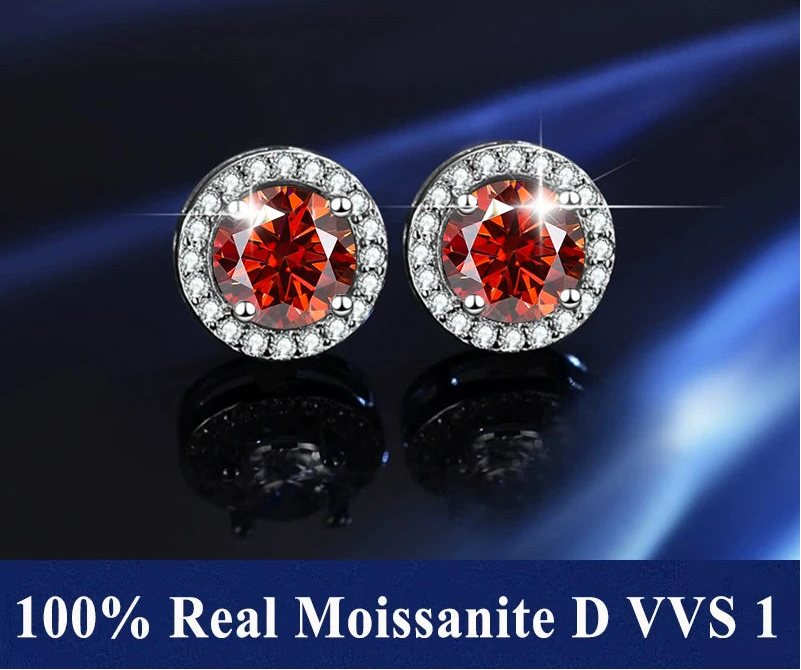 S925 Sterling Silver Moissanite Stud Earrings – Unisex Fine Jewelry