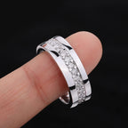 2MM Moissanite Band Ring – 925 Sterling Silver, 18K Plated