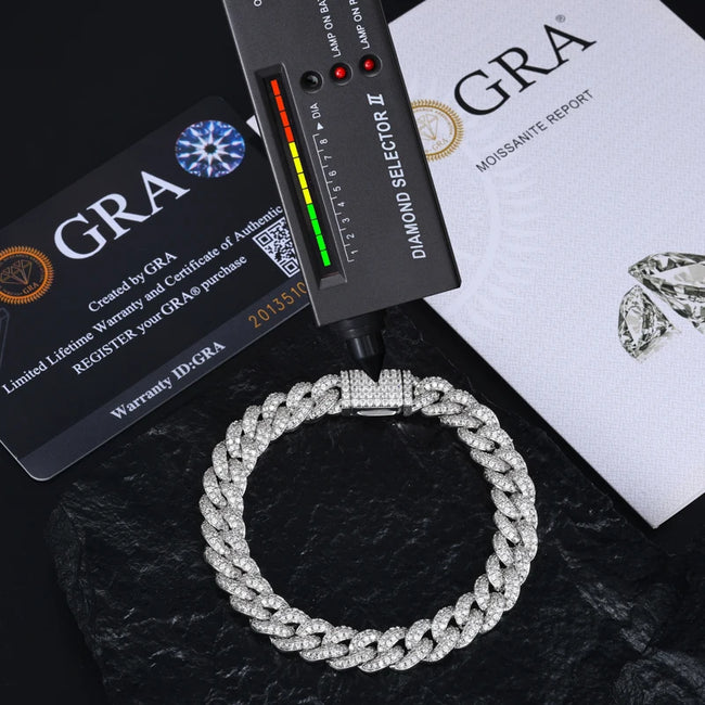 TUHE 8MM Cuban Link Bracelet – 925 Sterling Silver Moissanite Main Image